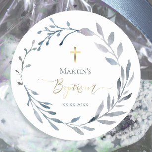 Baptism boy Classic Round Sticker