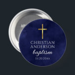Baptism Boy Elegant Royal Blue 7.5 Cm Round Badge<br><div class="desc">Baptism Boy Elegant Royal Blue button. Matching items available.</div>