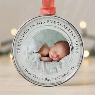 Baptism Boy Girl Photo Keepsake  Metal Tree Decoration