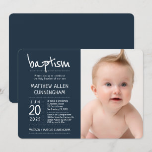 Baptism Boy Modern + Simple Photo Invitation