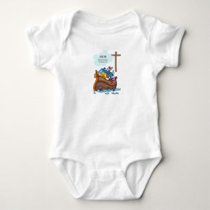 Baptism Boy Noah's Ark, Cute Animals Personalised Baby Bodysuit