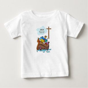 Baptism Boy Noah's Ark, Cute Animals Personalised Baby T-Shirt