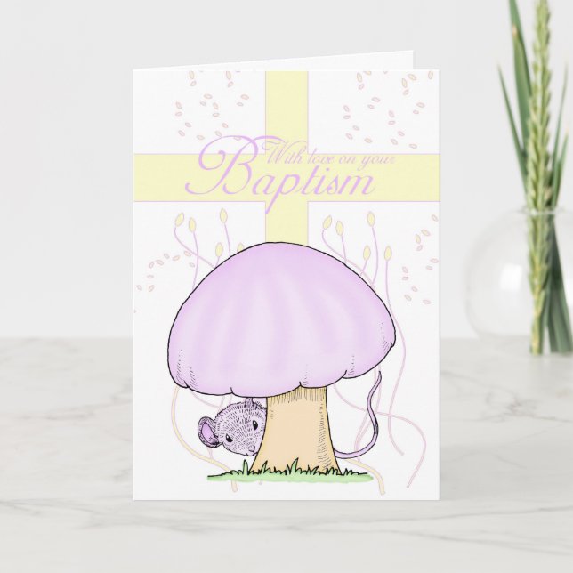 Baptism Card With Cross And Mouse (Front)