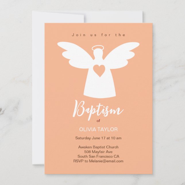 Baptism Christening angel Invitation (Front)