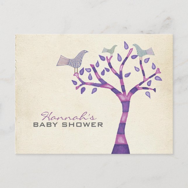 Baptism Christening Bird Trio in Tree Party Invite (Front)