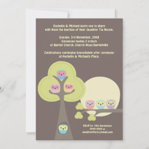 Baptism Christening Ceremony Cute Owls Invitation