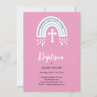 Baptism Christening cross and rainbow Invitation