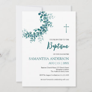 Baptism Christening Eucalyptus Greenery Invitation