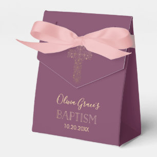 Baptism, Christening Favour Box - Girl, Gold Cross