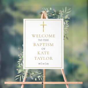Baptism Christening Greenery Welcome Sign