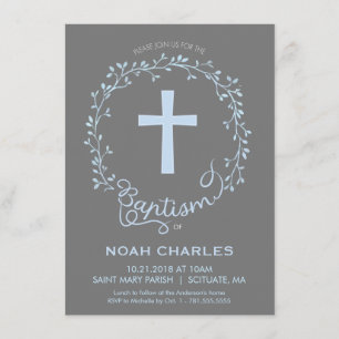 Baptism, Christening Invitation - Baby Boy Invite
