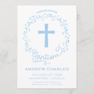 Baptism, Christening Invitation - Baby Boy Invite