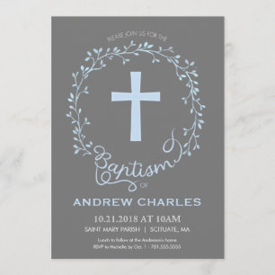 Baptism, Christening Invitation - Baby Boy Invite