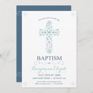 Baptism, Christening Invitation - Baby Boy Invite