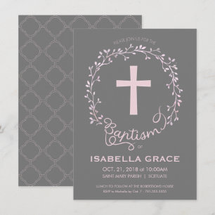Baptism Christening Invitation - Baby Girl Invite