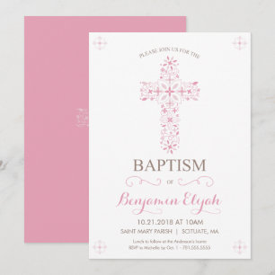 Baptism, Christening Invitation - Baby Girl Invite