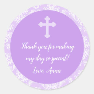 Baptism Christening Lavender Gift Favour Label