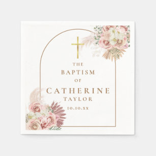 Baptism Christening Pampas Grass Floral Napkin