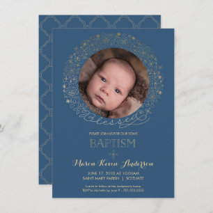Baptism, Christening Photo Invitation, Boys Invite