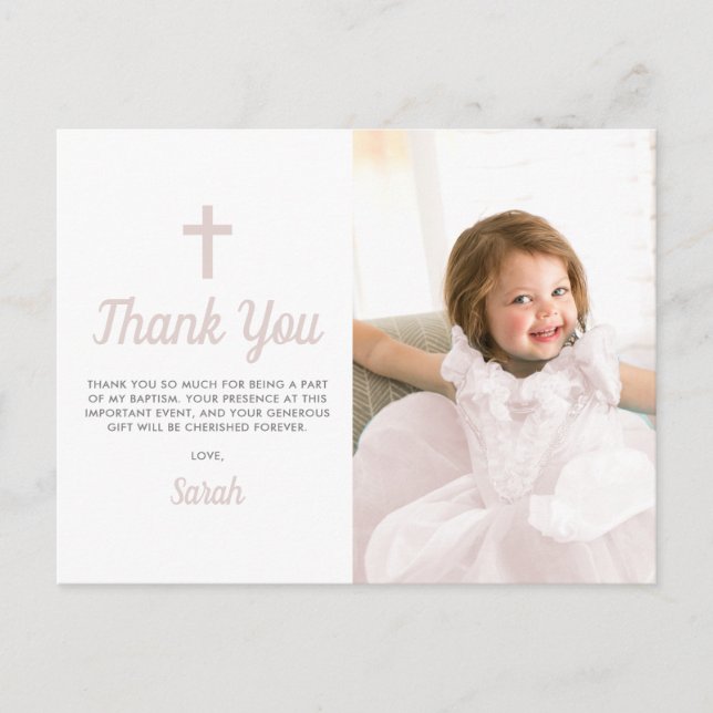 Baptism Christening Religious Pink Girl Photo Postcard (Front)