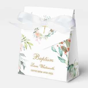 Baptism Christening Roses Floral Garland Favour Box