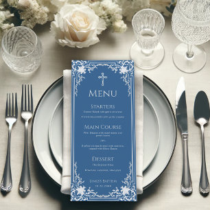 Baptism Classic Blue Elegant Boy Christening Menu