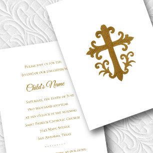 Baptism Confirmation 1st Communion Gold Cross 4 Invitation