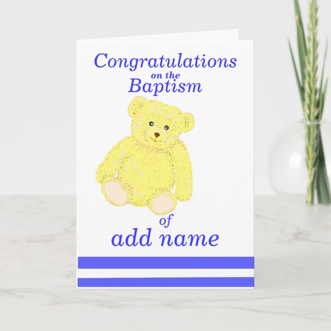 Baptism congratulations card Boy name front (Front)
