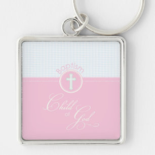 Baptism Congratulations Pink Child of God, Gift Key Ring