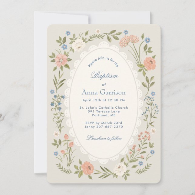 Baptism Cream Invitation (Front)
