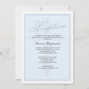 Baptism Cross Blue Invitation