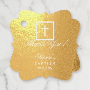 Baptism Cross Elegant Calligraphy Thank You Script Favour Tags