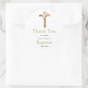 Baptism cross floral envelope seal sticker