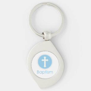 Baptism, Custom Name, Blue Child of God Key Ring