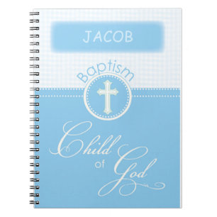 Baptism, Custom Name, Blue Child of God Spiral Notebook