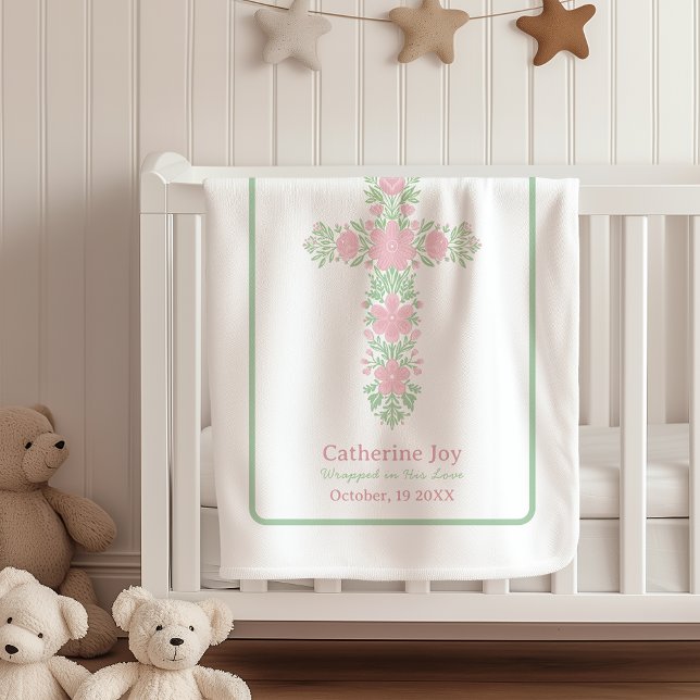 Baptism Custom Name Fleece Blanket Godparents Gift (Creator Uploaded)