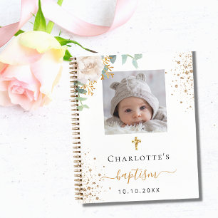 Baptism custom photo floral guest book