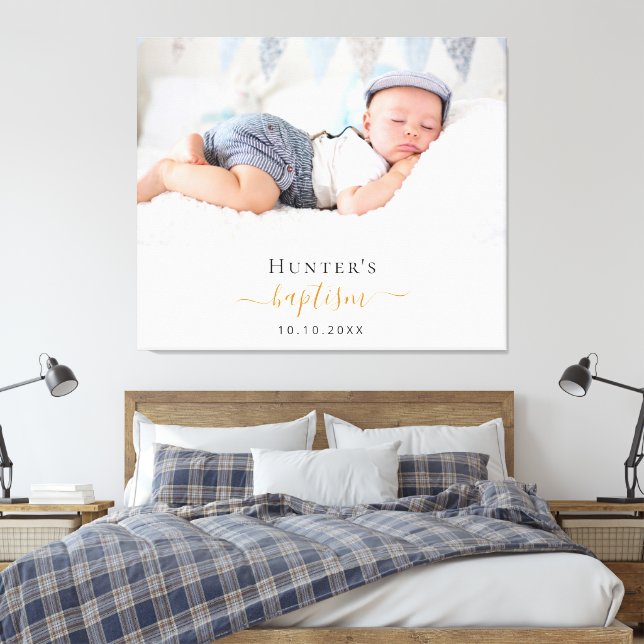 Baptism custom photo modern boy girl canvas print (Insitu(Bedroom))