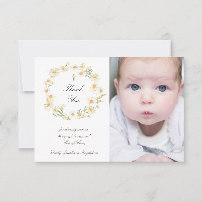 Baptism daisies thank you card (Front)