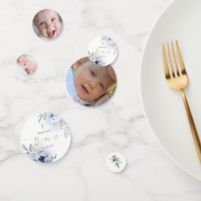 Baptism dusty blue flowers confetti (Group)