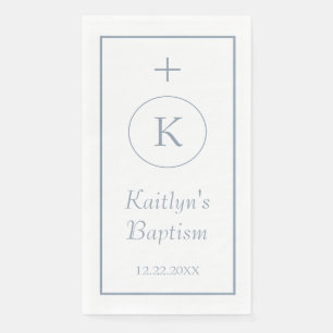 Baptism Dusty Blue Monograms Custom Name Colour Napkin