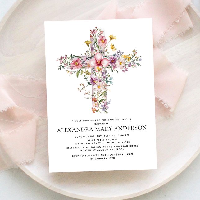 Baptism Dusty Pink Rose Greenery Eucalyptus Invitation (Creator Uploaded)