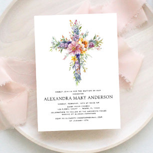 Baptism Dusty Pink Rose Greenery Eucalyptus Invitation