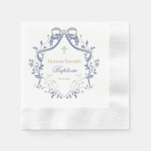 Baptism elegant blue bow napkin