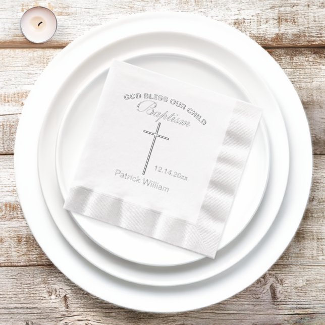 Baptism Elegant Cross Foil Napkins (Inisitu)