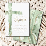 Baptism elegant green agate Holy Cross Invitation<br><div class="desc">Baptism invitation</div>
