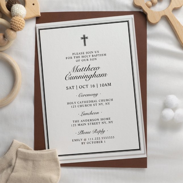 Baptism Elegant Modern Cross QR Code Acrylic Invitations (Creator Uploaded)