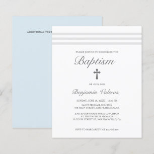 BAPTISM Elegant Striped grey Blue Cross Budget