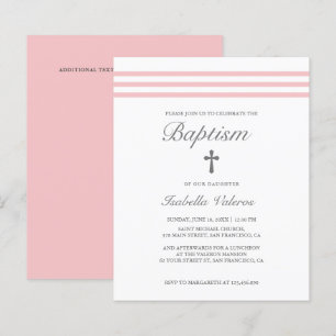 BAPTISM Elegant Striped pastel Pink Cross Budget