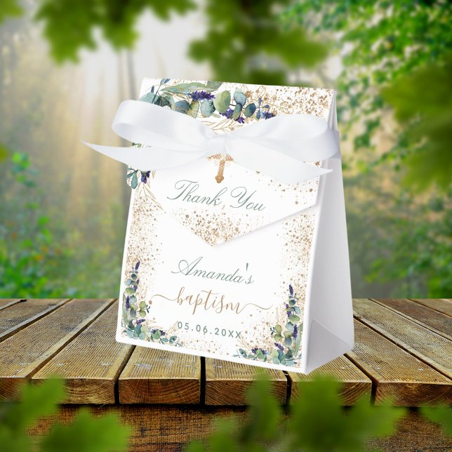 Baptism eucalyptus glitter name thank you cross favour box (Creator Uploaded)